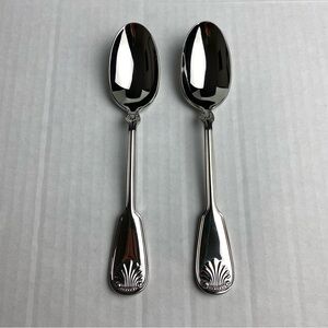 2 Ralph Lauren Fitzgerald 7 5/8" Dinner Soup Spoon Lot Stainless Seashell Shell